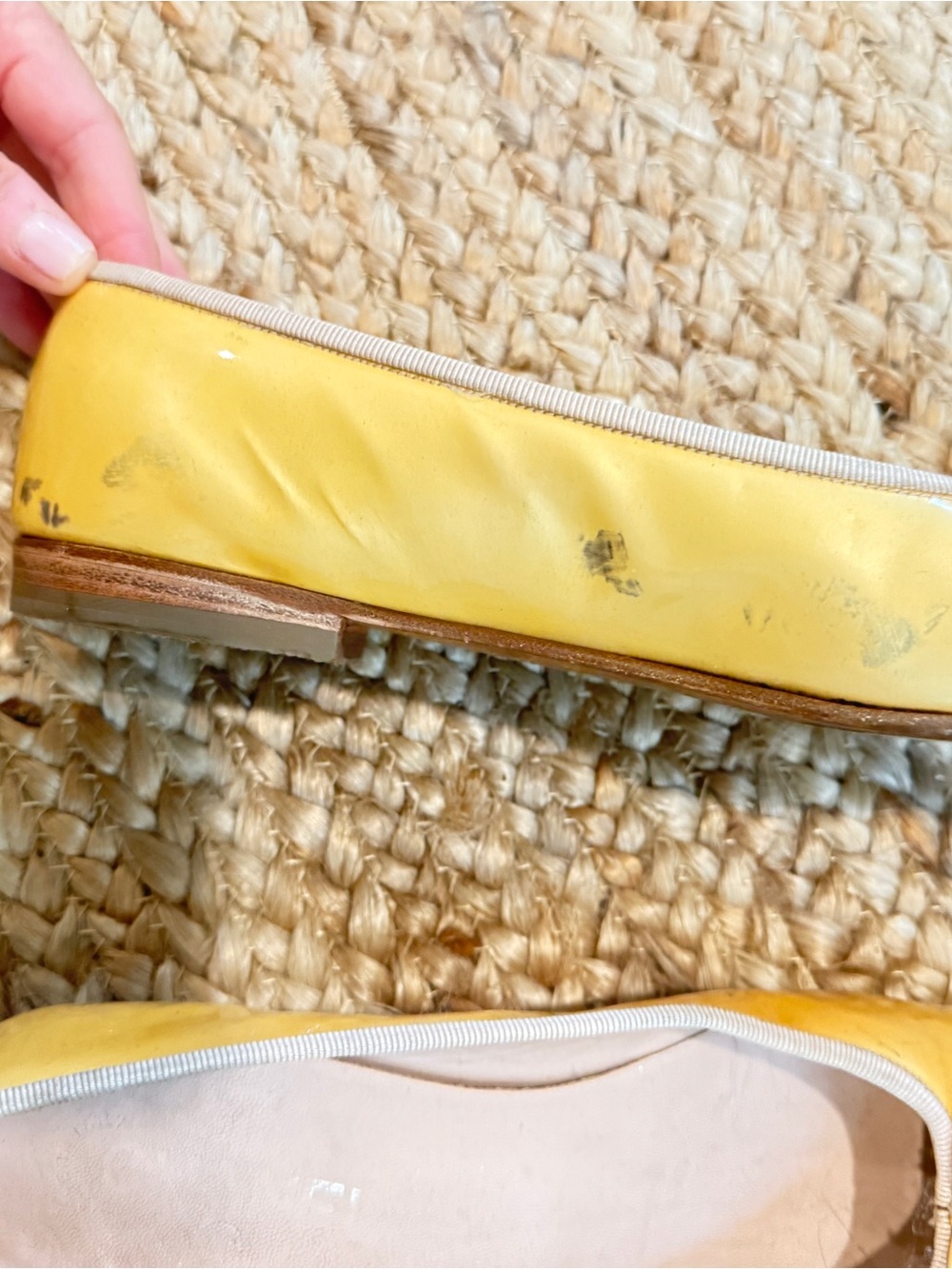 CHANEL Yellow Leather Ballet Flats with Trim - Picture 2 of 7